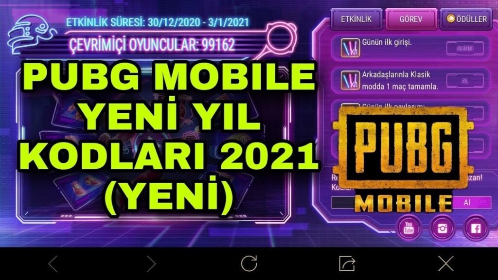 Pubg Mobile Yılbaşı Kodları 2021